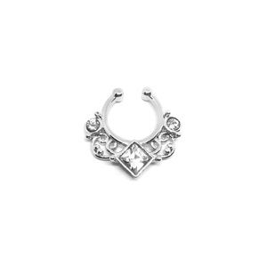 Faux Septum Ring Rhodium plated + Jewels